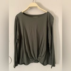 PureJill Soft-Knit Olive Green Long Sleeve Shirt